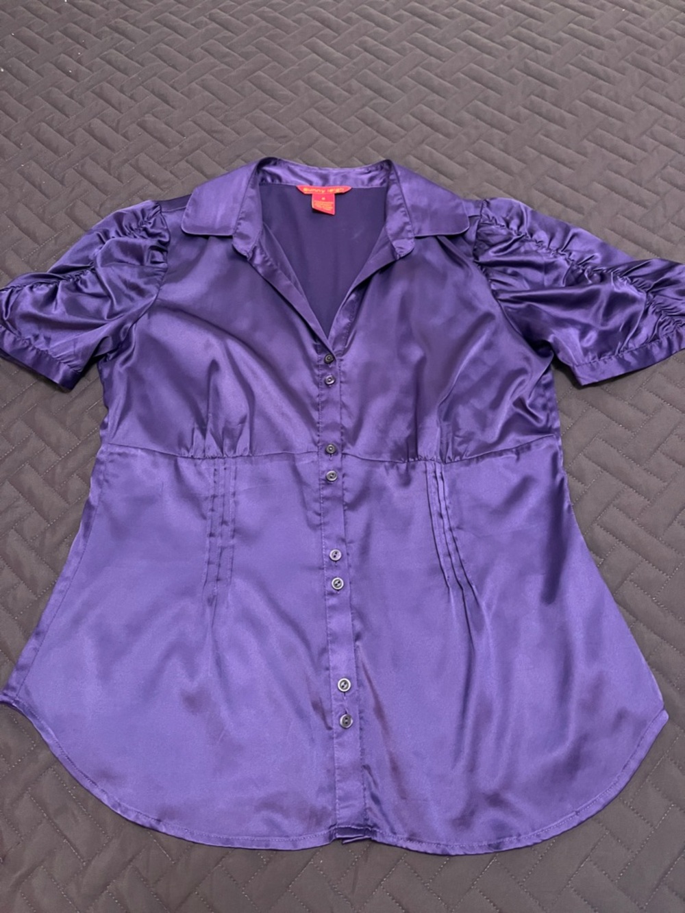 Sunny Leigh Purple Satin Button-Front Blouse